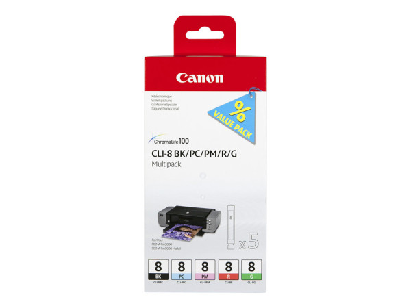 Canon 0620B027|CLI-8 Tintenpatrone MultiPack Bk,PC,PM,R,G