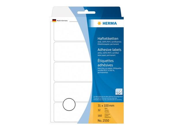 HERMA Vielzwecketiketten wei? 31x100 mm Papier matt 160 St.