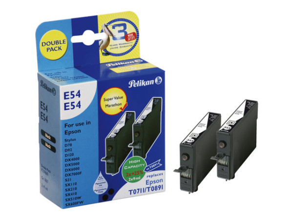 Patrone Epson Pelikan T071/T089 140 comp. Schwarz Doublepack