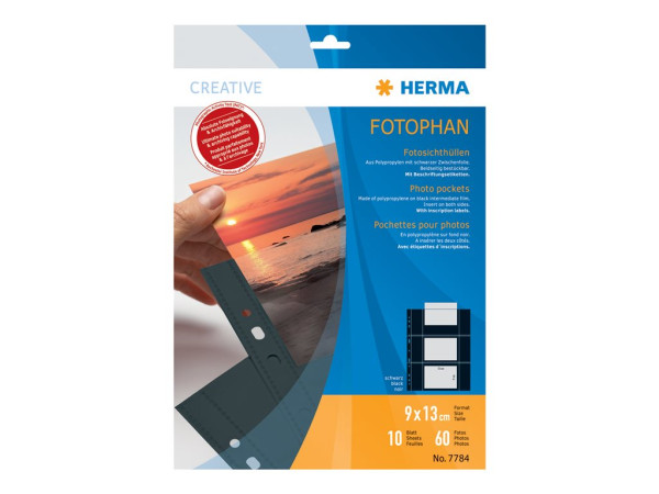 HERMA Fotosichth?llen 90 x 130 mm quer schwarz 10 H?llen