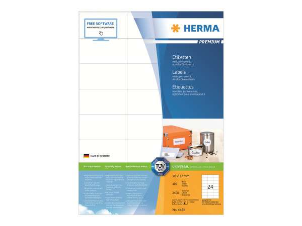 HERMA Etiketten Premium A4 wei? 70x37 mm Papier 2400 St.