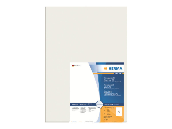 HERMA A3-Etiketten transp. 297x420 mm Folie gl?nzend 50 St.