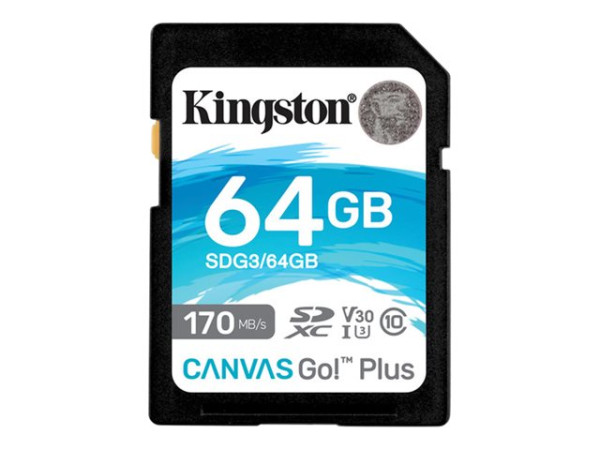 Kingston SD 64GB Canvas Go! Plus UHS-I U3 KIN schwarz,