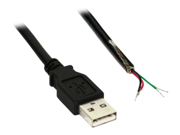 InLine® USB 2.0 Kabel, A an offenes Ende, schwarz, 2m, bulk