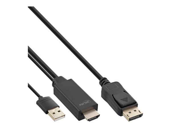 Inline Kabel HDMI St. --> DP St. 2m 1080p (USB-Strom)