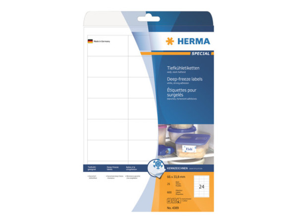 HERMA Tiefk?hletiketten A4 wei? 66x33,8 mm Papier 600 St.