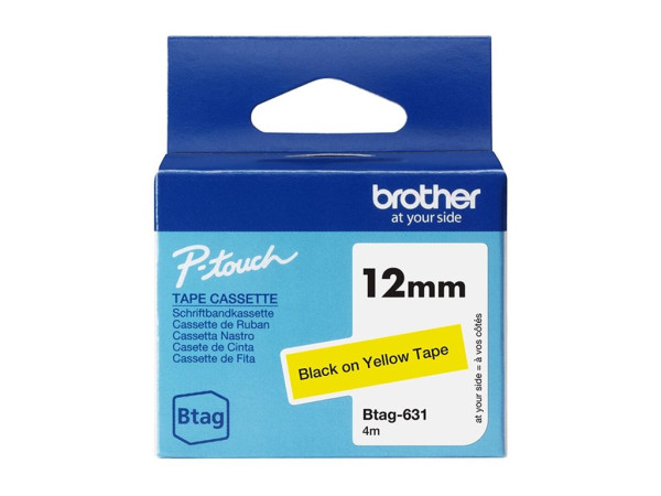 Brother Schriftband Btag-631 (12mm, schwarz auf gelb, nicht