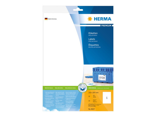 HERMA Etiketten Premium A4 wei? 210x297 mm Papier 10 St.