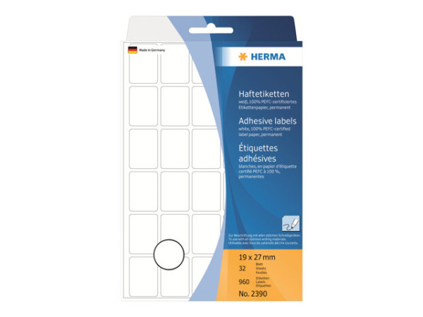 HERMA Vielzwecketiketten wei? 19x27 mm Papier matt 960 St.