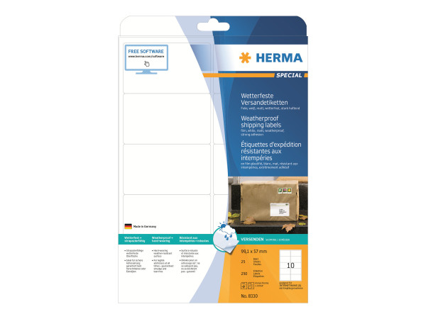 HERMA Adressetiketten A4 wei? 99,1x57 mm Folie 250 St.