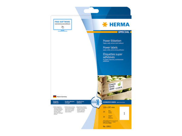 HERMA Etiketten A4 wei? 210x297 mm extrem haftend 25 St.