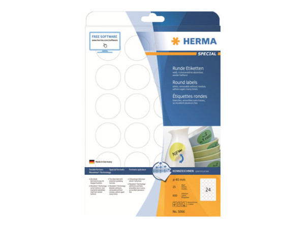 HERMA Etiketten A4 wei? 40 mm abl?sbar Papier 600 St.