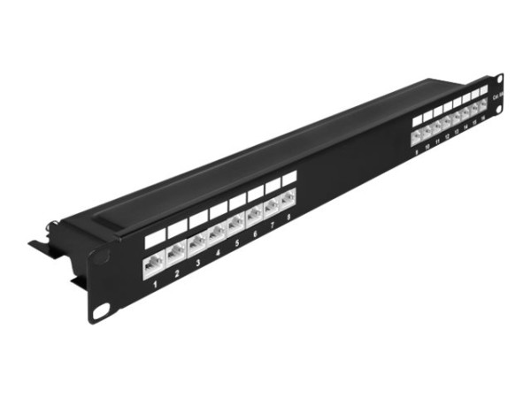 DeLOCK 19" Patchpanel 16P Cat.6A 1HE bk | 66876