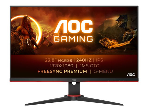 AOC 23,8 L 24G2ZE/BK schwarz/rot, FullHD, AMD