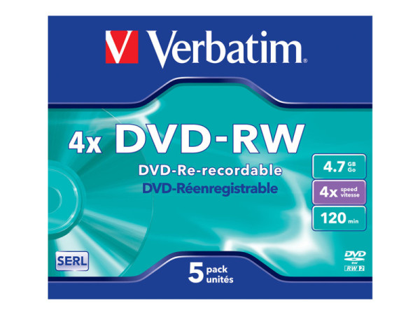 DVD-RW Verbatim 4,7GB 5pcs Jew DL-Plus 4x