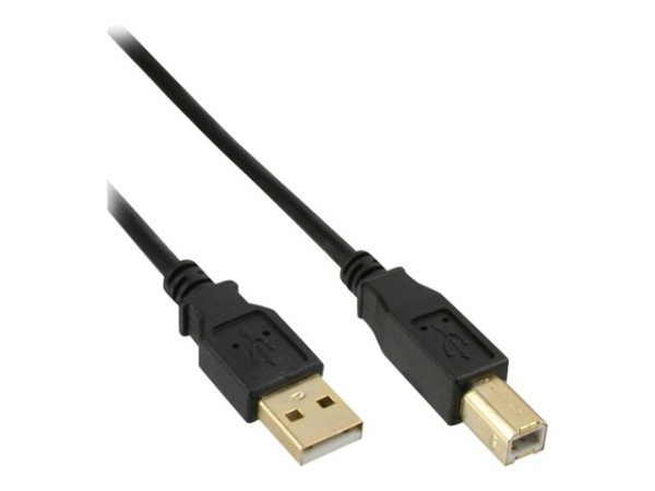 InLine® USB 2.0 Kabel, A an B, schwarz, Kontakte gold, 5m