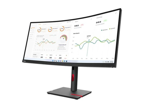 Lenovo ThinkVision T34w-30 (86 cm (34 Zoll), schwarz, WQHD,