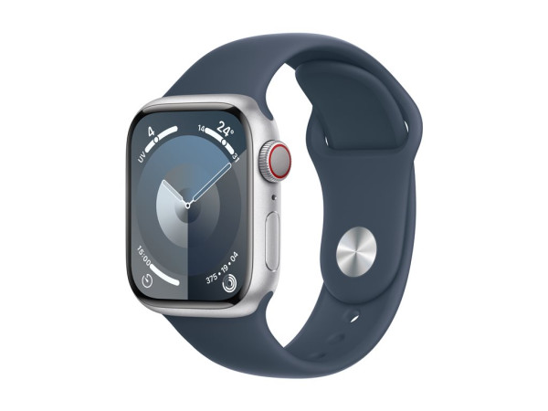 Apple Watch Series 9 (silber/dunkelblau, Aluminium, 41 mm,