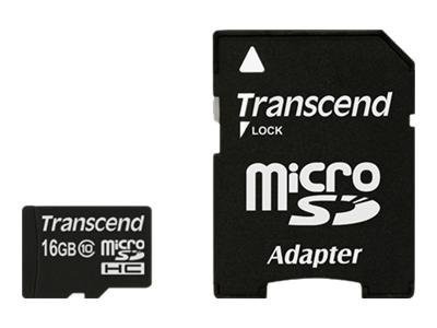 SD microSD Card 16GB Transcend SDHC Class10 w/adapter