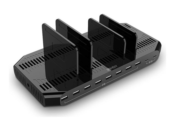 Lindy 120W 10 Port USB-Ladestation, 8x USB-A + 2x USB-C