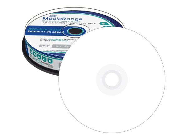 DVD+R MediaRange 8.5GB 10pcs Spindel DL Injekt Full Surface