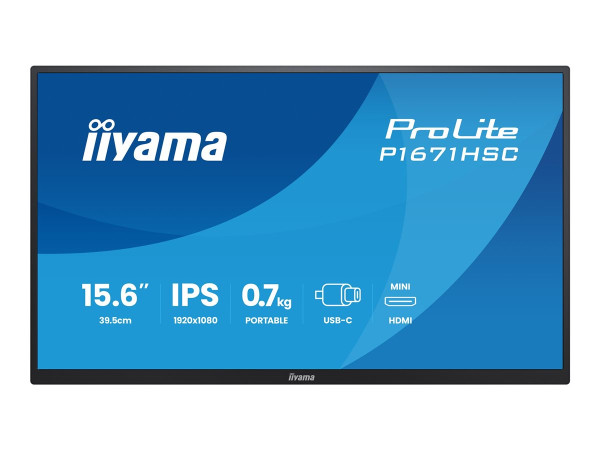 Iiyama P1671HSC-B1 (39.5 cm (15.6 Zoll), schwarz (matt),