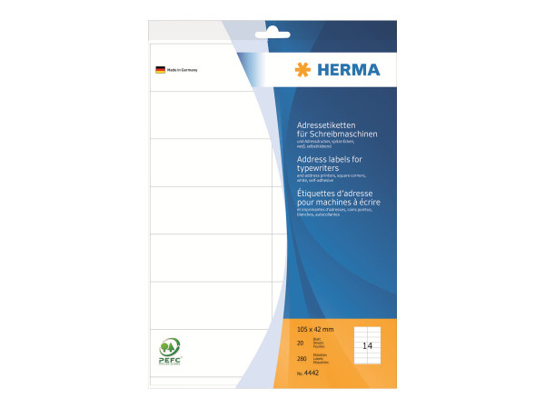 HERMA Adressetik. 105x42 mm Papier Ecken spitz 280 St.