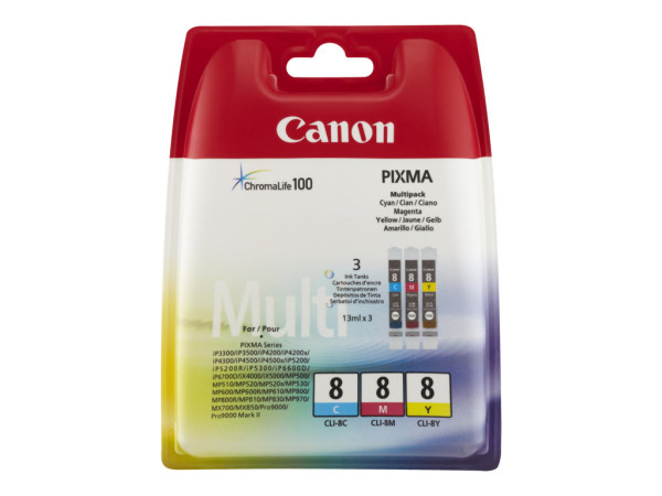 Canon 0621B026|CLI-8 Tintenpatrone MultiPack C,M,Y, Inhalt