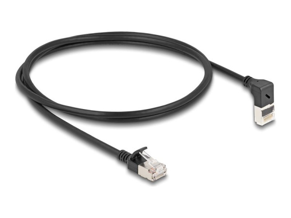 DeLOCK Patchkabel RJ-45 Cat.6a S/FTP, Slim 90ø gewinkelt