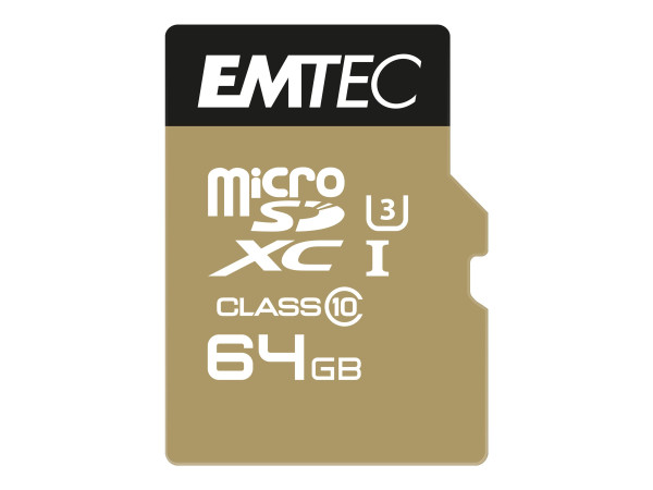 Emtec microSD 64GB +1Ad Cl10USH-1 U3 ETC Class 10,