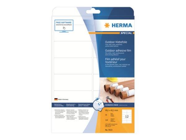 HERMA Etik. A4 Outdoor Klebefolie wei? 99,1x42,3 mm 120 St.