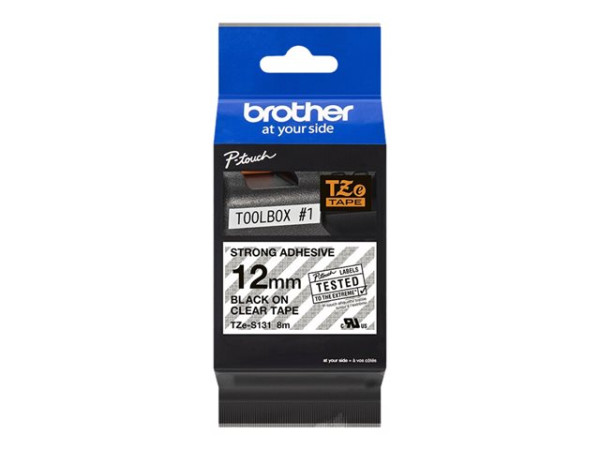 Brother Schriftband Tze-S131 12 mm, schwarz auf transparent