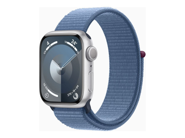 Apple Watch Series 9 (silber/blau, Aluminium, 41 mm, Sport