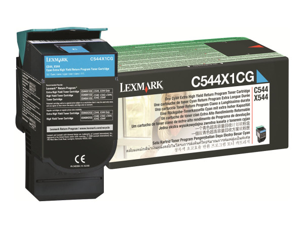 Lexmark C544X1CG Toner cyan return program, 4.000 Seiten