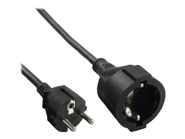 InLine® Schutzkontakt-Verlängerung Stecker/Buchse 3m schwarz