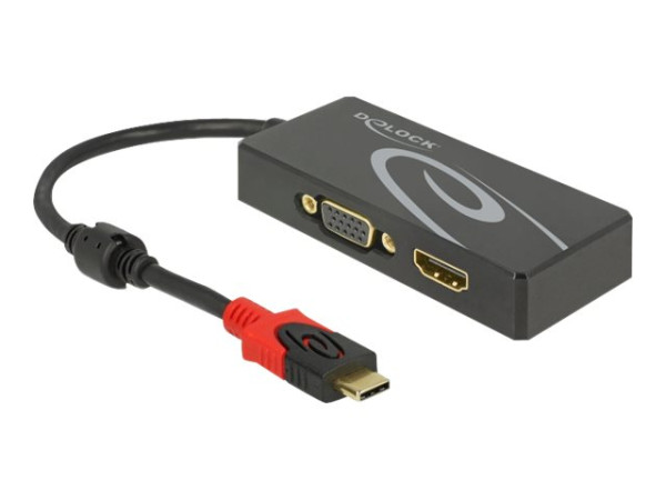 DeLOCK USB C Splittter > 1x HDMI + 1xVGA schwarz,