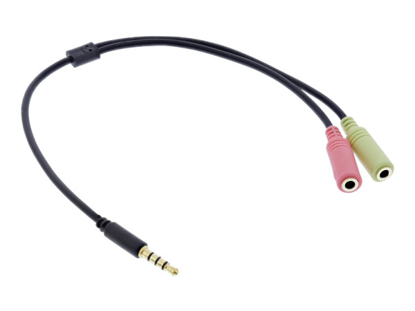 Kabel 3,5mm Klinke Stecker -> 2x 3,5mm Buchse 4Pol Inline 2m