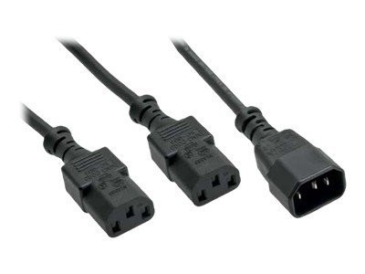 InLine® Netz-Y-Kabel, 1x Buchse 2x Stecker, 1,8m