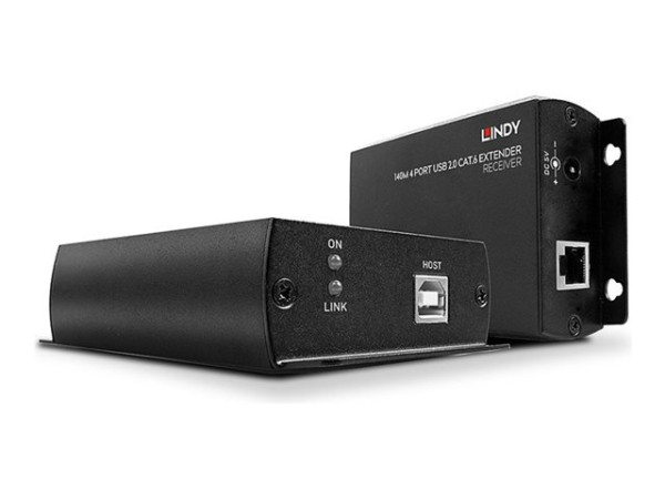 Lindy 140m 4 Port USB 2.0 Cat.6 Extender (schwarz, USB 2.0