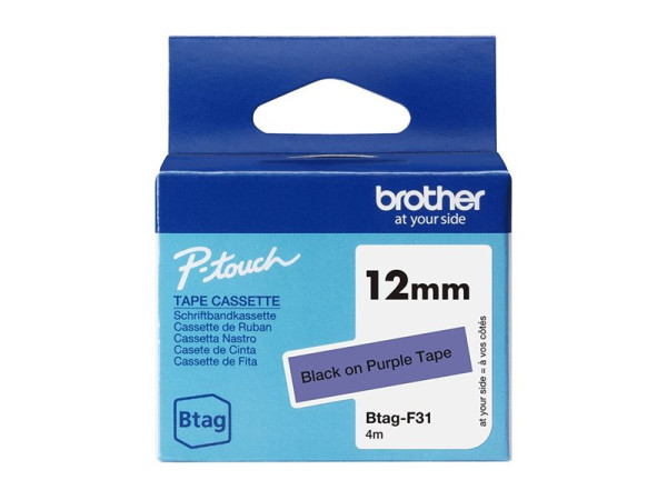 Brother Schriftband Btag-F31 (12mm, schwarz auf lila, nicht