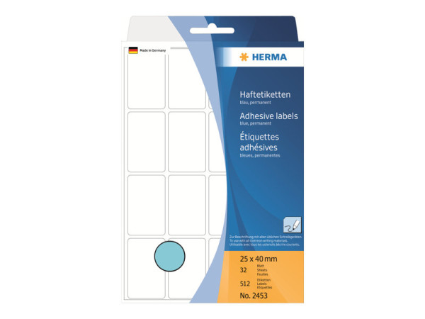 HERMA Vielzwecketiketten blau 25x40 mm Papier matt 512 St.