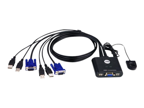 KVM-Switch Aten CS22U 2-Port USB/VGA mit Kabeln