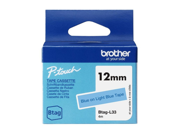 Brother Schriftband Btag-L33 (12mm, blau auf hellblau,