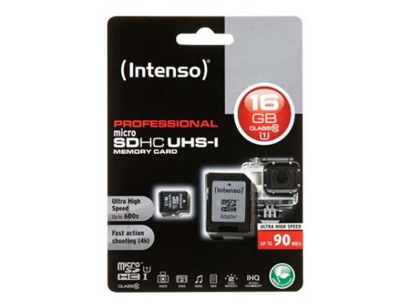 Intenso 16 GB microSDHC, Speicherkarte Class 10 UHS-I 16 GB