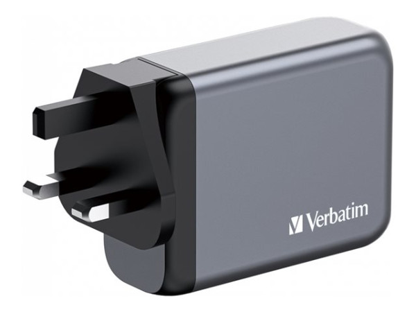 Verbatim GaN-Ladegerät 100W, 1x USB-A , 3x USB-C (grau, PD