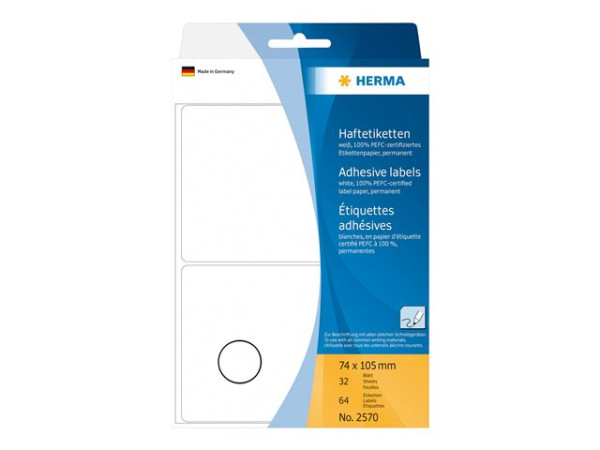 HERMA Vielzwecketiketten wei? 74x105 mm Papier matt 64 St.