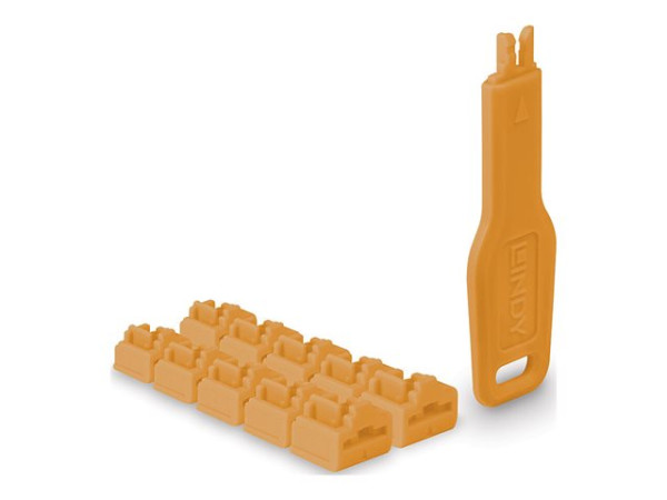 Lindy RJ45 Port Schloss (10 Stück) mit Schlüssel (orange,