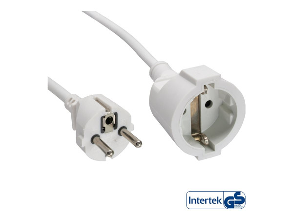 InLine® Schutzkontakt-Verlängerung Stecker / Buchse, weiß,