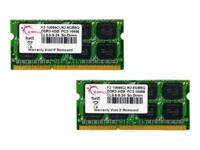 SO-DDR3 G.Skill 8 GB DDR3-1333 Kit (F3-10666CL9D-8GBSQ)