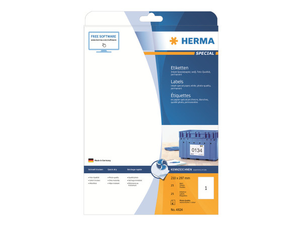 HERMA Inkjet-Etiketten A4 wei? 210x297 mm Papier matt 25 St.